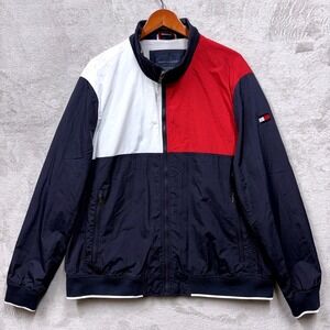 Tommy Hilfiger Colorblock Windbreaker Jacket Men's XXL Water & Wind Resistant